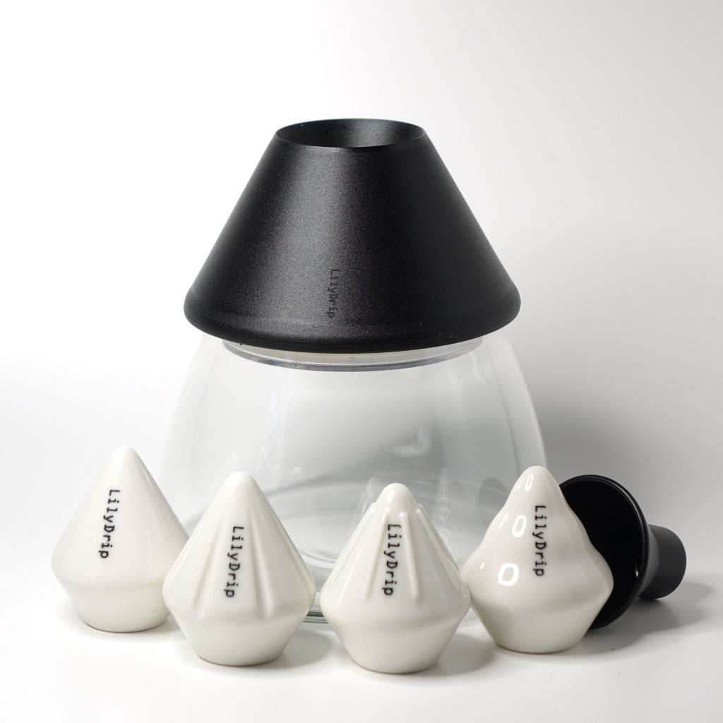 LilyDrip Family Set: Includes LilyDrip, COS, Starflower, & Donut Droplets With Rapid Filter Shaper Glass Container